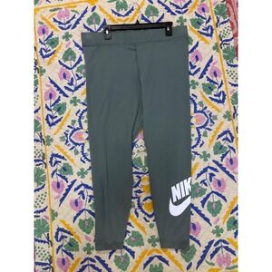 Nike Womens Sportswear Essential Leggings Sage Green Futura Logo Plus Size 1X